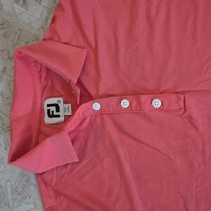 Footjoy Women's 1/4 Button Up Pullover Long Sleeve Pink Golf S